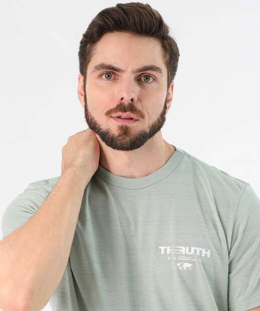 Camiseta Masculina Estampa Frontal Textura Marisa Verde