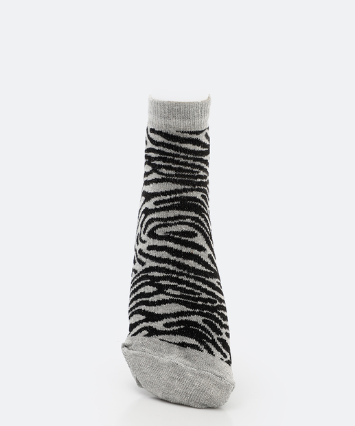 Kit 3 Pares Meias Cano Curto Feminina Animal Print Marisa 