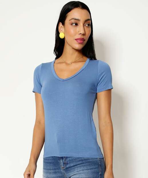 Blusa Feminina Básica Manga Curta Marisa  