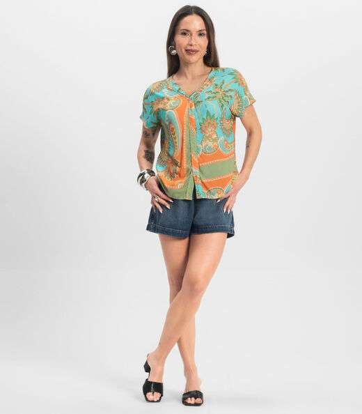 Blusa Feminina Estampada Infinita Cor Verde