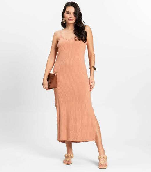 Image_Vestido Midi em Ribana Canelada Rovitex Marrom