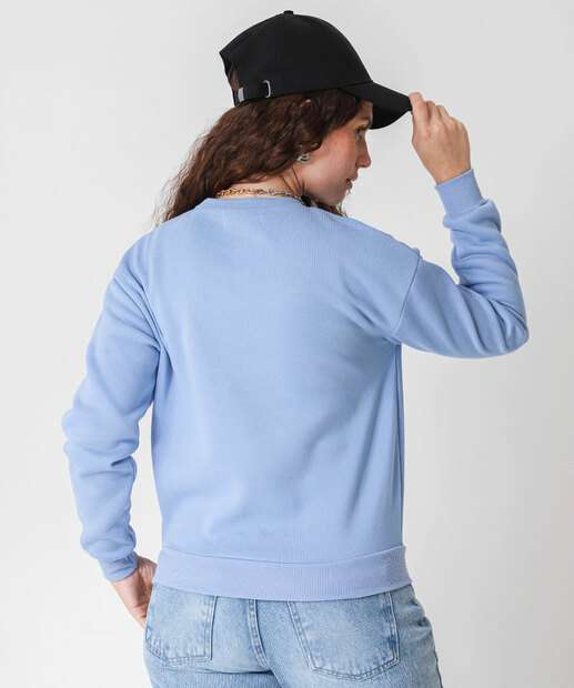 Blusão Feminino Moletom Flanelado Marisa Azul