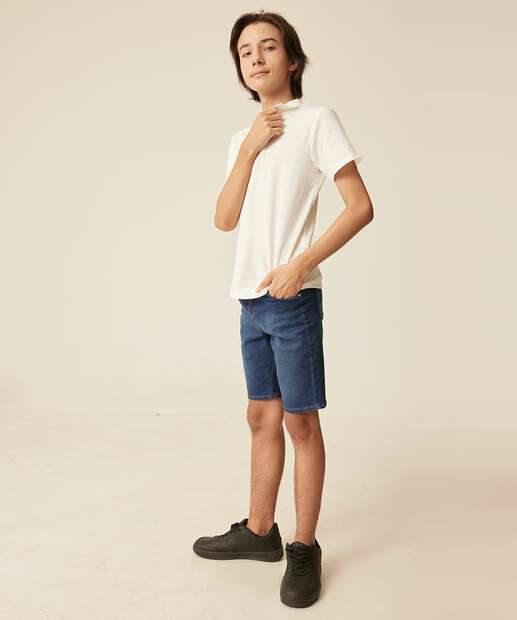 Polo Juvenil Manga Curta Bordado  MR Tam 10 a 16