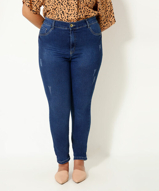 Image_Calça Plus Size Feminina Skinny Puídos Ecxo Jeans