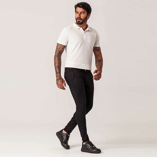 Calça Chino Preta Sarja Masculina Zune