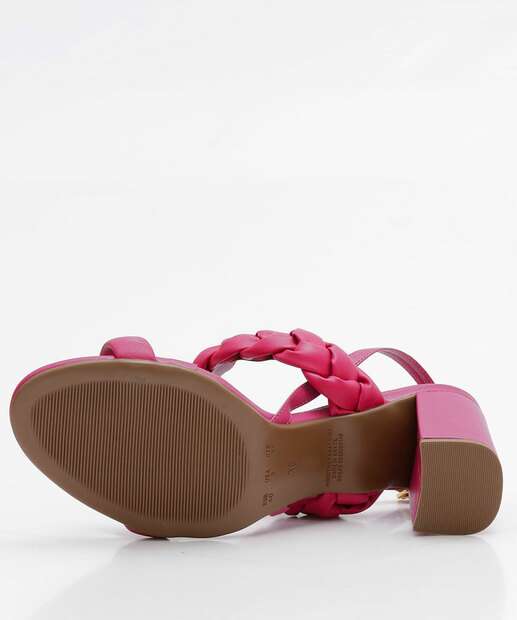 Sandália Salto Grosso Feminina Trançada Bebecê