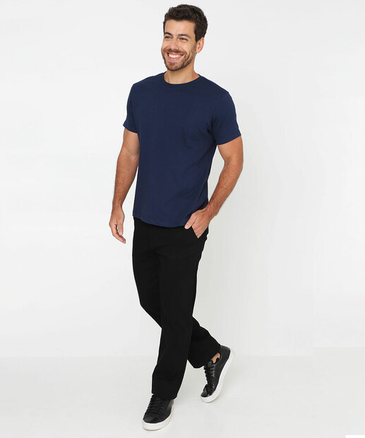 Camiseta Masculina Básica Manga Curta Marisa Azul