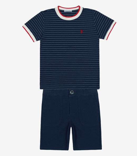 Conjunto Menino Camiseta Com Bermuda Trick Nick Azul