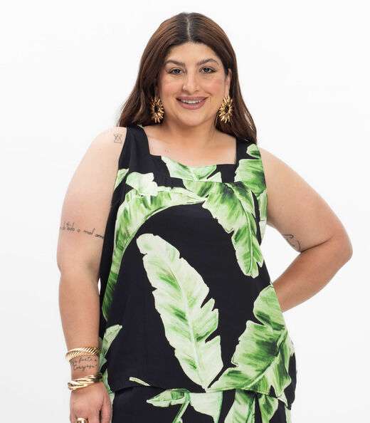 Regata Feminina Plus Size Secret Glam Preto