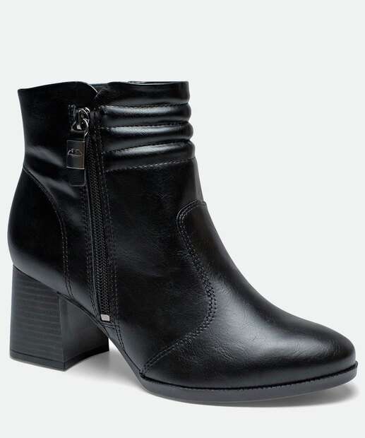 Bota Feminina Cano Curto Salto Grosso Recorte Dakota