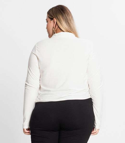 Camisa Feminina Plus Size Em Viscose Secret Glam Bege