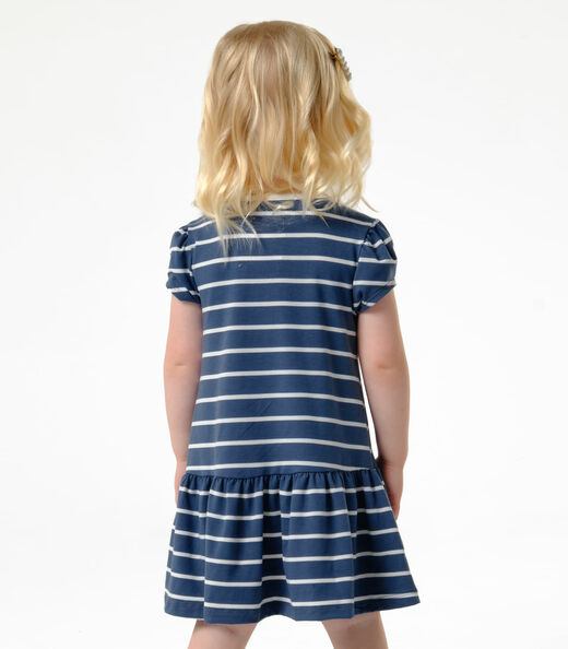 Vestido Infantil Cotton Listrado Trick Nick Azul