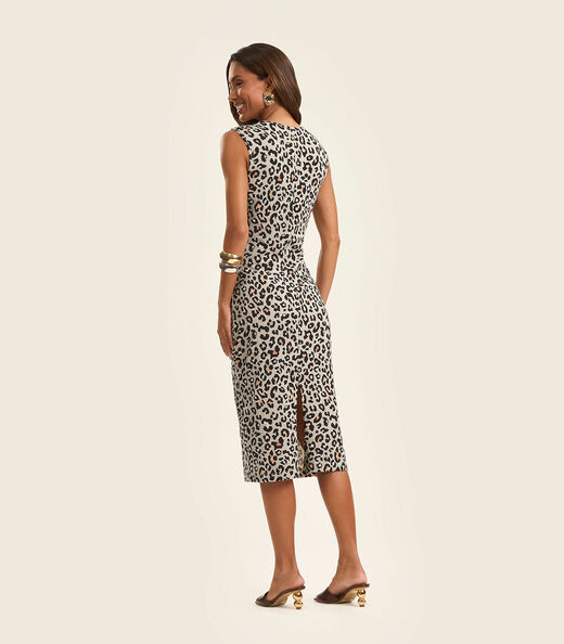 Vestido Midi Feminino em Cotton Leve Rovitex Bege