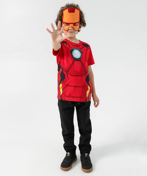 Camiseta Infantil Fantasia Homem De Ferro Marvel Tam 4 a 10