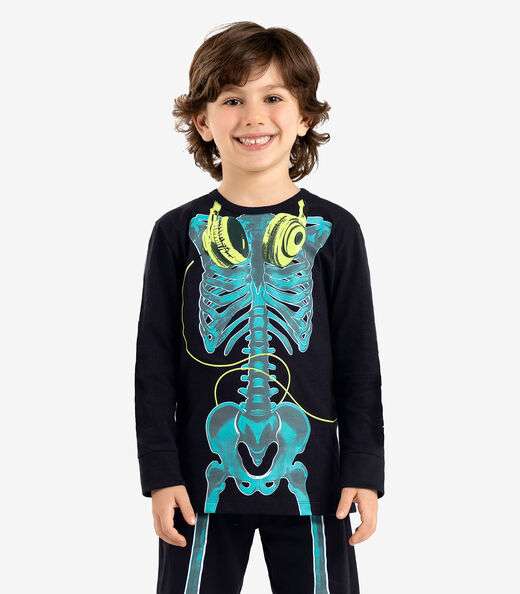 Pijama Infantil Menino Em Meia Malha Rovi Kids Preto