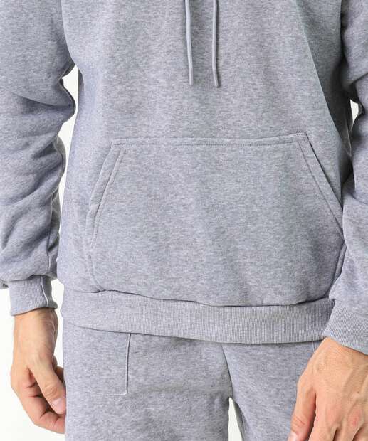 Blusão Masculino Fitness Moletom Canguru Capuz MR Cinza