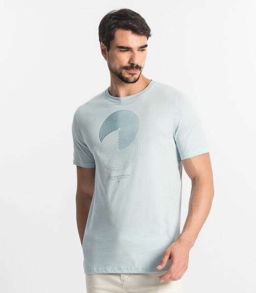 Camiseta Masculina Meia Malha Diametro Azul