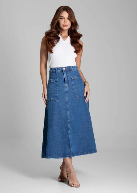 Saia Jeans Sawary Midi - 282062