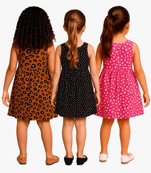 Kit 3 Vestidos Femininos Infantis Select Sortidas