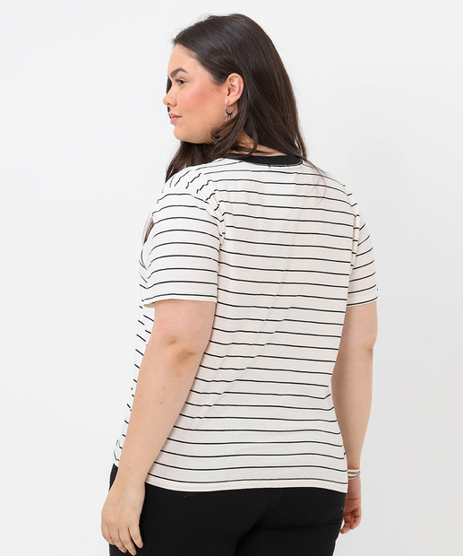 Blusa Plus Size Feminina Listrada Marisa Off White