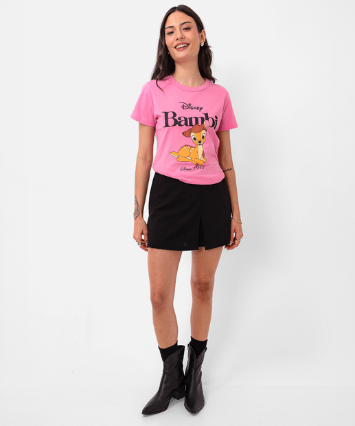 Camiseta Feminina Estampa Bambi Disney Rosa