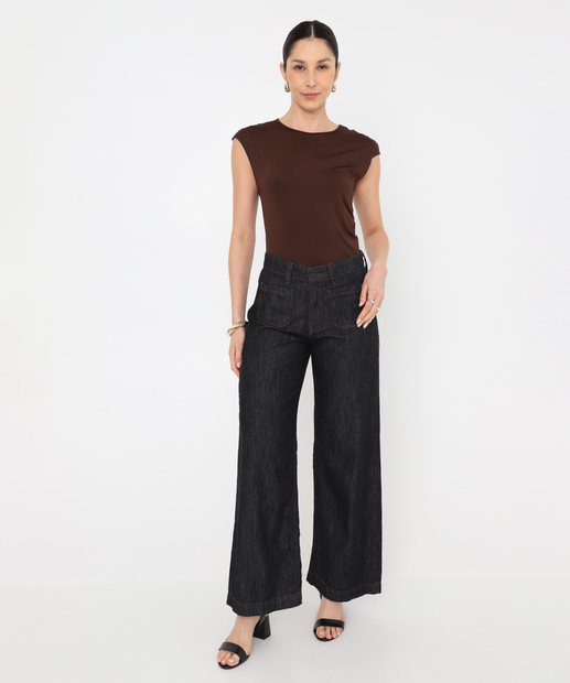 Blusa Regata Feminina Plissada Marisa Marrom