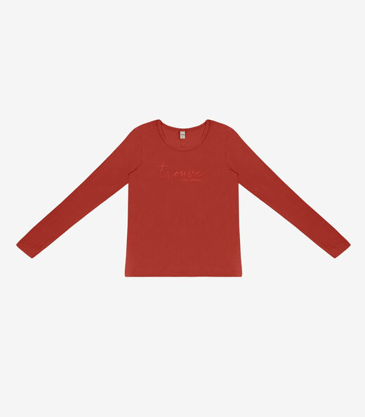 Blusa Feminina Manga Longa Com Estampa Rovitex Laranja
