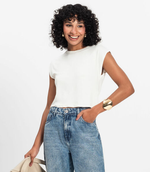 Blusa Básica Feminina Viscotorcion Rovitex Bege