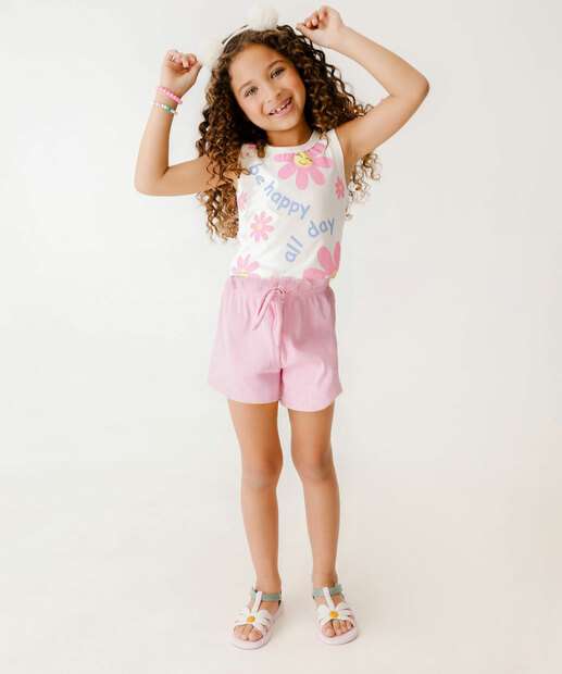 Image_Conjunto Infantil Flores Glitter Manga curta Tam 4 a 10