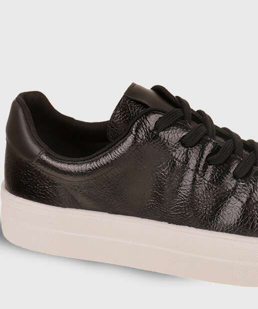 Tênis Casual Feminino Verniz Bebecê Preto
