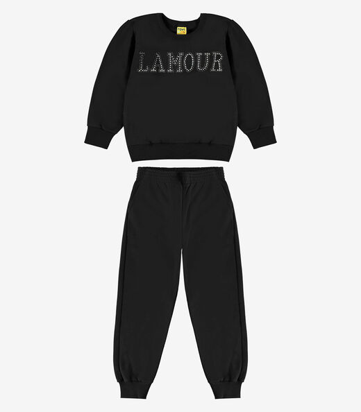 Blusão com Calça Moletom Rovi Kids Preto