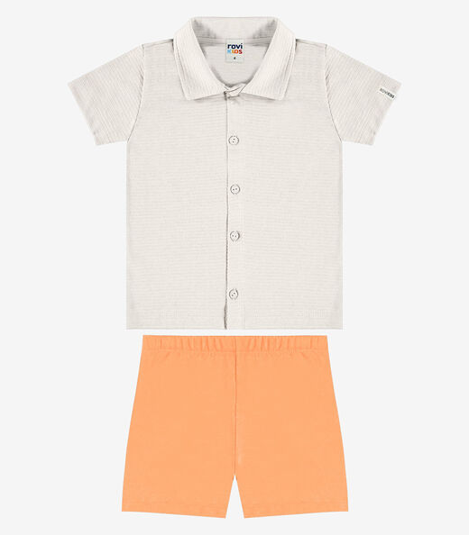 Image_Conjunto Camisa Com Bermuda Infantil Rovi Kids Bege