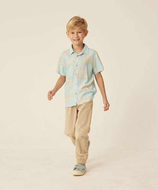Camisa Infantil Folhas Manga Curta Marisa Tam 4 a 10