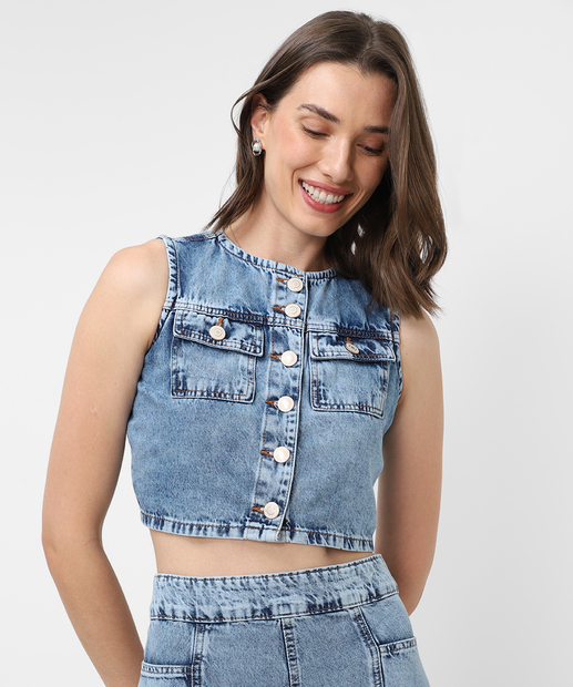 Image_Colete Feminino Jeans Marmorizado Sawary Azul