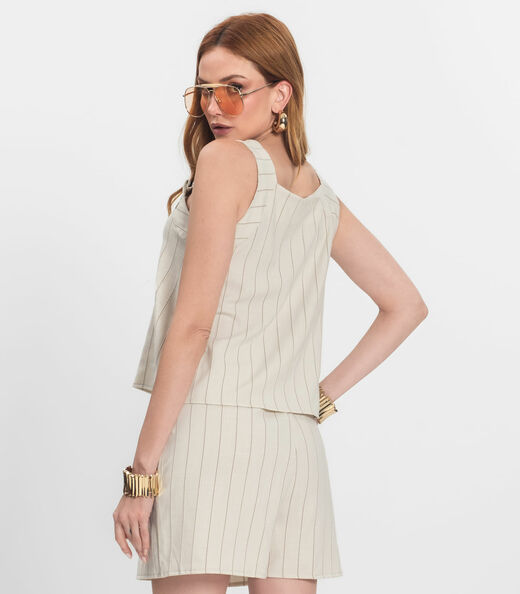 Regata Feminina Decote Quadrado Endless Bege