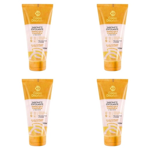 Image_Kit c/4 Sabonetes Esfoliante Corpo Dourado 180ml Maracuja/Camomila
