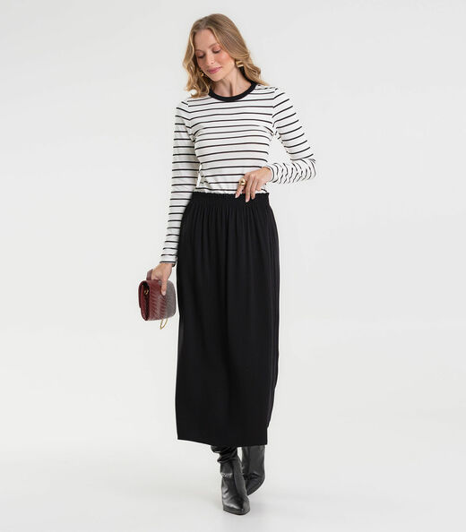 Image_Saia Midi Feminina Em Viscose Sarjada Rovitex Preto
