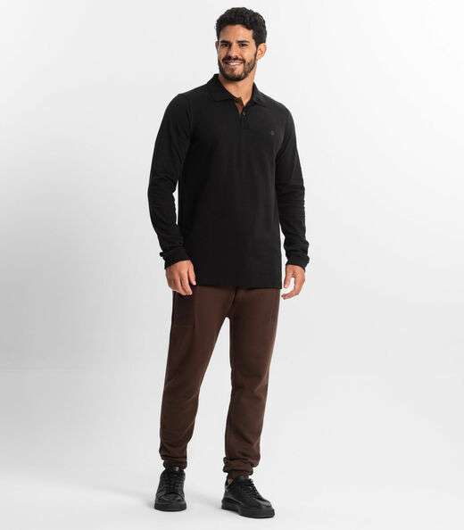 Polo Masculina Manga Longa Diametro Preto