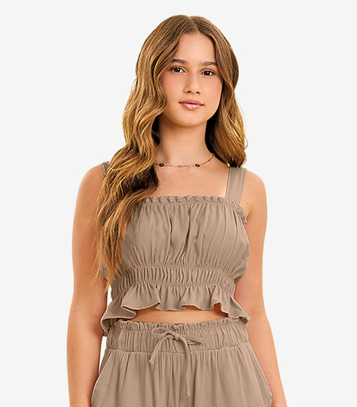 Conjunto Feminino Com Lastex Minty Marrom