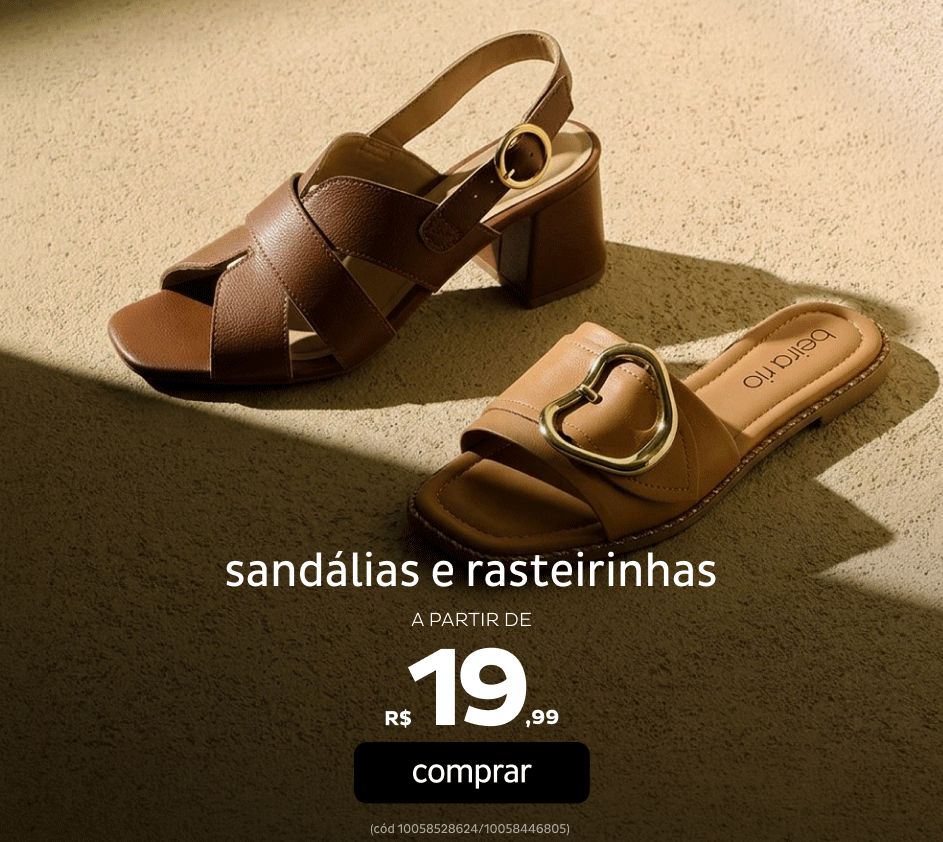Sandálias e Rasteirinhas a partir de R$19,99