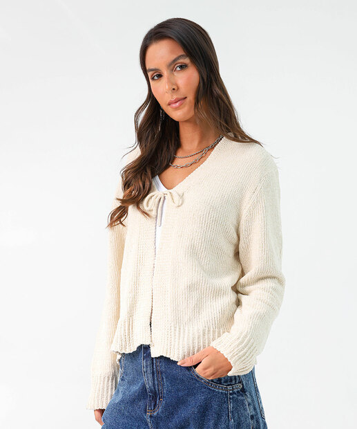 Image_Cardigan Feminino Chenille Amarração Marisa Off White