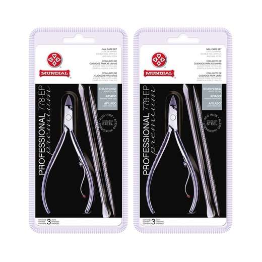 Kit 2 Alicate Cuticula 778ep Espatulaepalito Mundial Professional Mundial