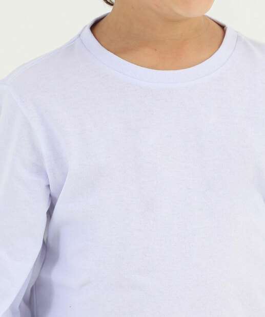 Camiseta Infantil Manga Longa Básica Marisa Tam 4 a 10 Branco