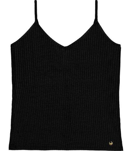 Blusa De Alça Feminina Ribana Canelada Rovitex Preto