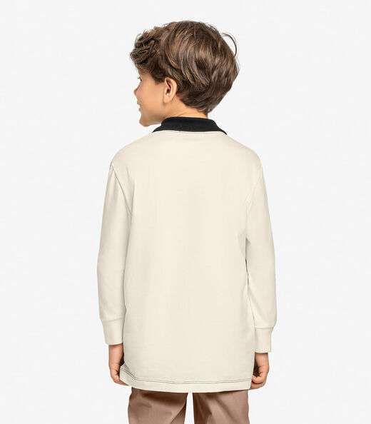 Polo Infantil Masculino Manga Longa Trick Nick Bege