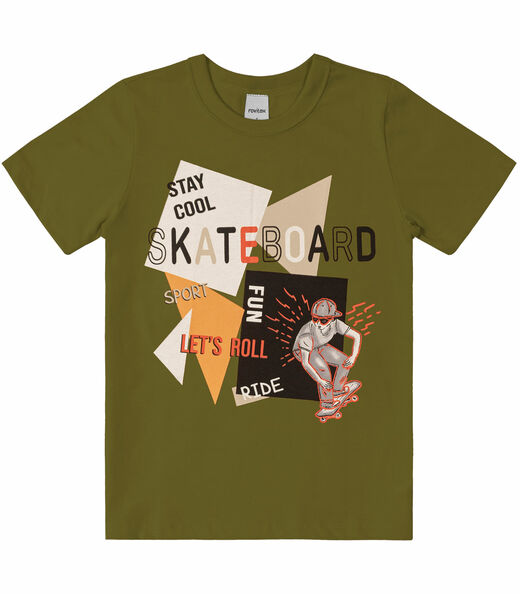 Camiseta Infantil Masculina Skate Rovitex Verde