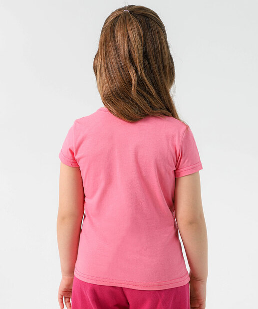 Blusa Infantil Manga Curta Estampa Cereja Marisa Tam 4 a 10 Rosa