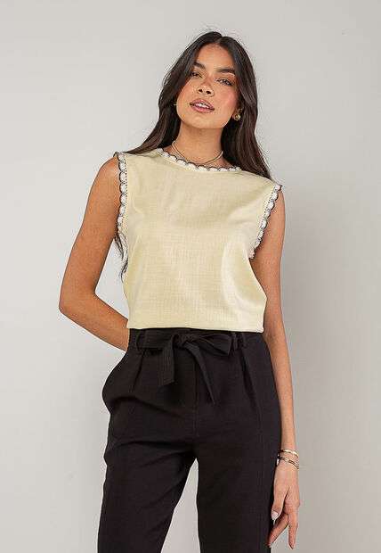 Image_Regata Alfaiataria Com Renda nas Cavas E Gola Amarelo Salvatore