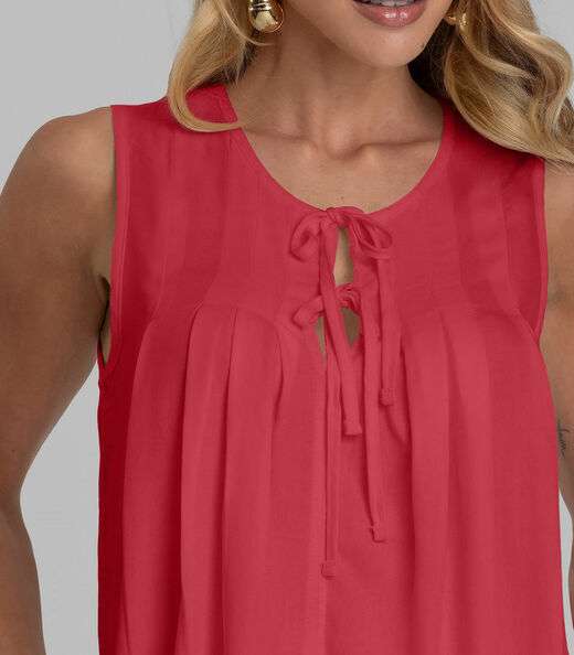 Regata Feminina com Pregas Dianna Vermelho