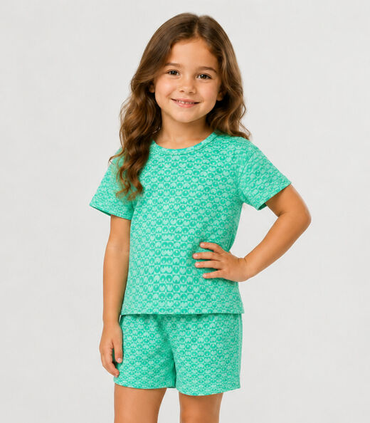 Image_Conjunto Menina Infantil Blusa Com Short Select Verde